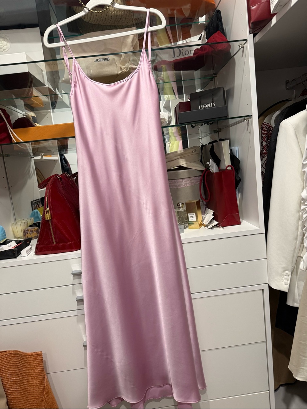 Zara Satin Slip Dress in Light Pink
